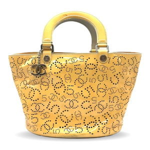 Chanel handbag enamel punching tote No5 yellow ladies CHANEL